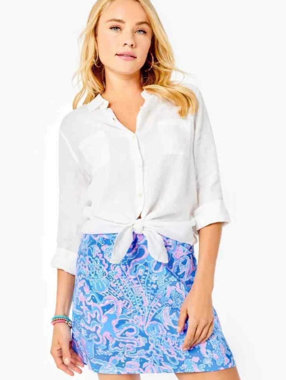 Lilly Pulitzer Jonas high-waisted skort in A "Boca Blue Sea What I Sea" Pattern